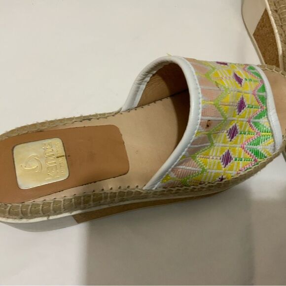 Kanna Multi-Color Slide Platform Wedge Espadrille Sandals Shoes Women's 39 / 9 - Picture 3 of 16
